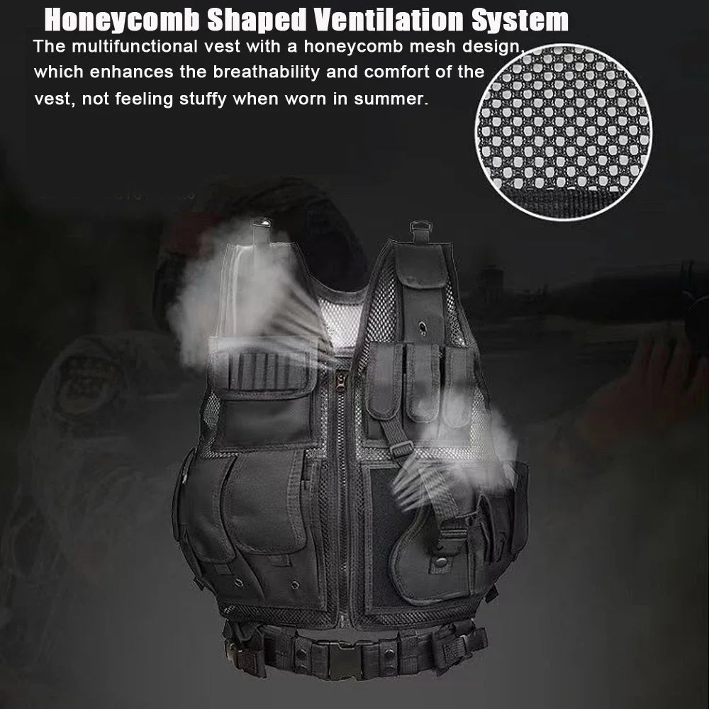 Molle Tactical Vest Combat Body Armor Vests Security Guard Hunting Army Outdoor CS War Game Airsoft Adjustable Training Jacket