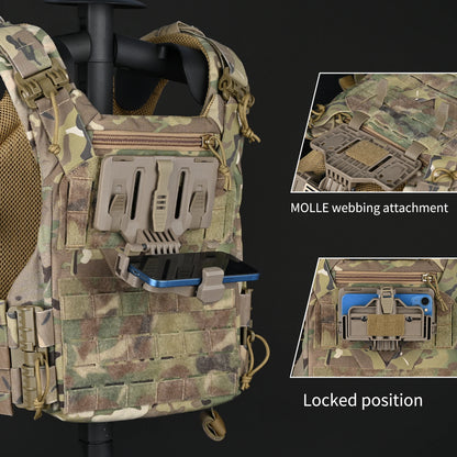 Latest Version Tactical Molle Phone Holder for Vest, Molle Phone Chest Mount Holder for Screen Size 6.0"-6.7&7.7"，Quick Release