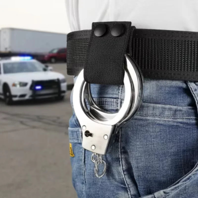 Tactical Handcuff Strap Holder Case Heavy Duty Nylon Double Snap Slide-On fits 2" Duty Belts, Hunting Handcuff Holster