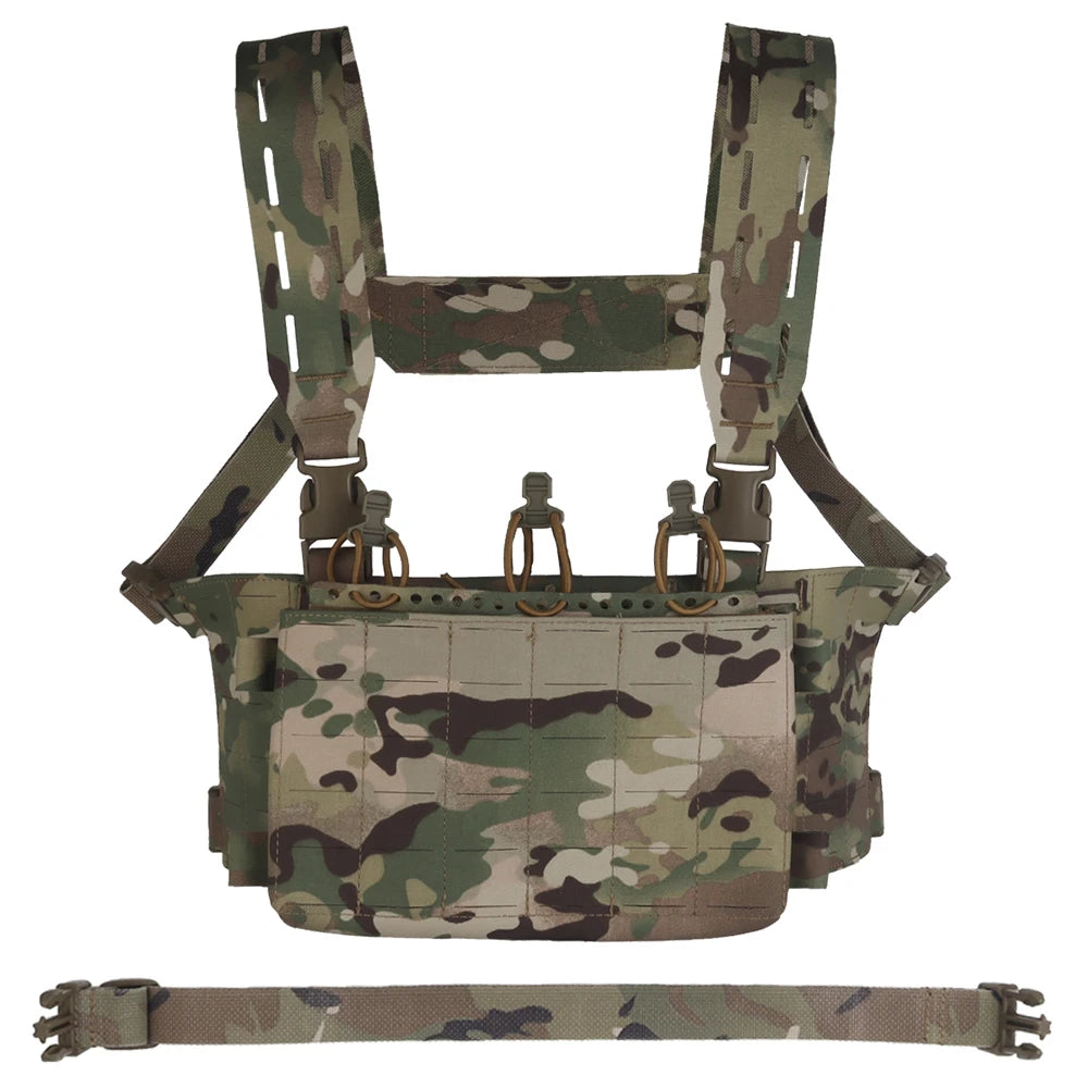 Tactical Chest Rig Modular Airsoft Training Vest Multifunctional Camouflage Gear with 556 Triple Magazine Pouch MOLLE System