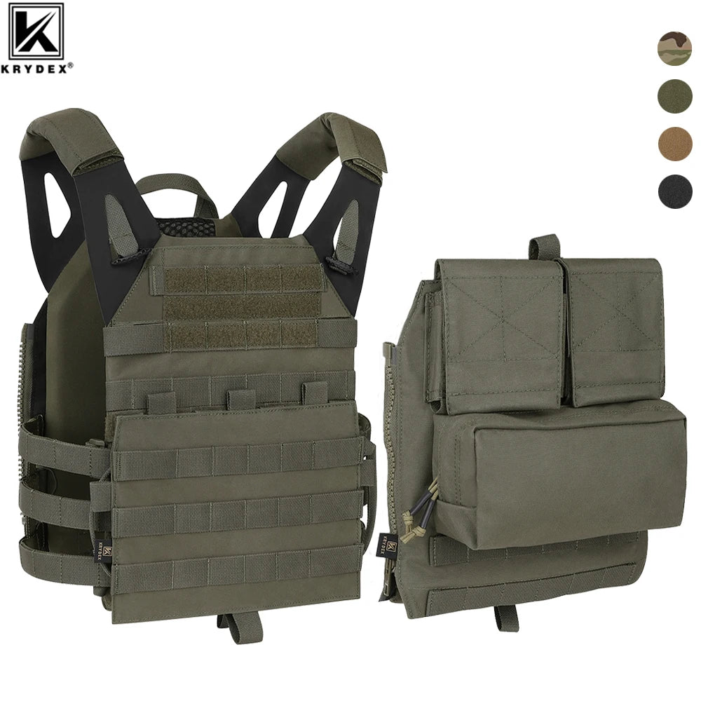 KRYDEX 500D Tactical Vest with Zip-on Backpack Bag MOLLE JPC 2 Plate Carrier for Men Hunting Combat Airsoft Paintball