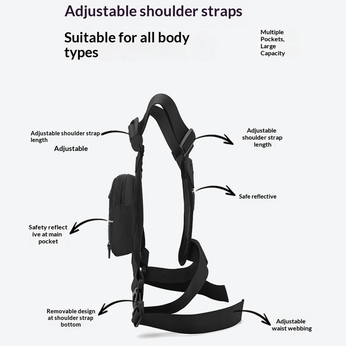 Tacti-cal Chest Bag Men Running Front Vest Backpack Rig Pouch Hiking Cycling Outdoor Camping Fishing Hunting Travel Molle Bag