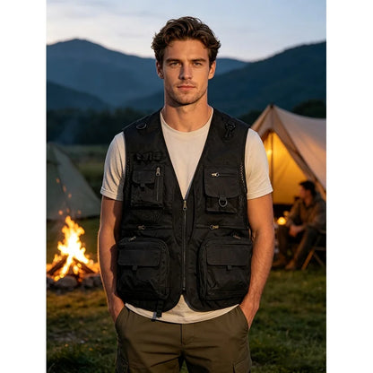 Vests Man Biker Vest Outdoor Sleeveless Top Hunting Work Summer Mesh Breathable Fishing Photography Men Women Coat
