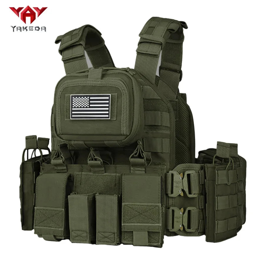 YAKEDA (with American flag) outdoor MOLLE mounted multi-functional vest equipment training snake buckle chest hanging bellyband