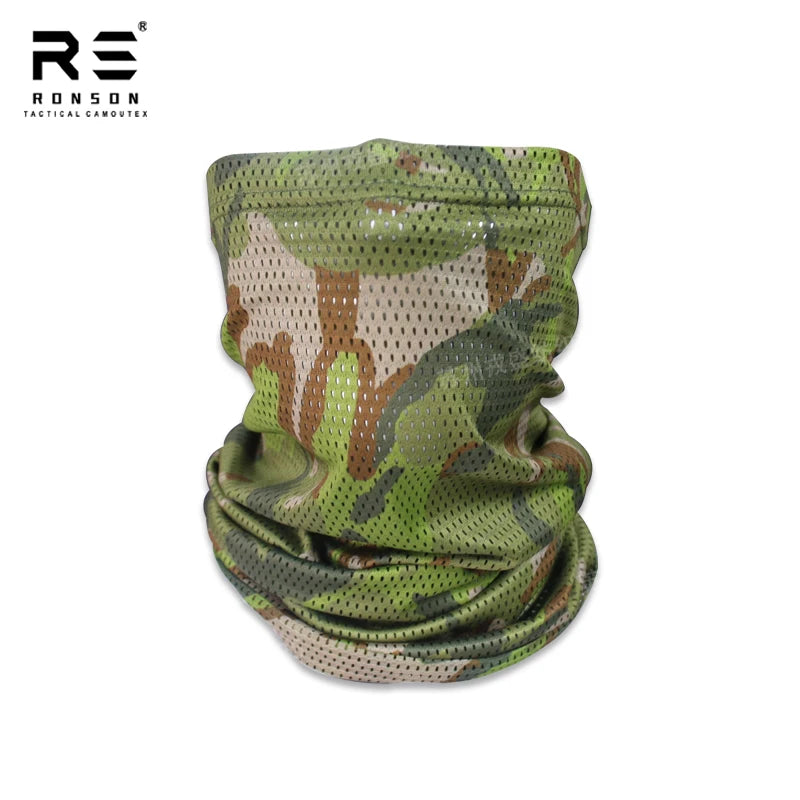 Tactical Camouflage Lightweight Mesh Fabric Sunscreen Mask Scarf Outdoor Sports Breathable Riding Sun Protection Quick Dry