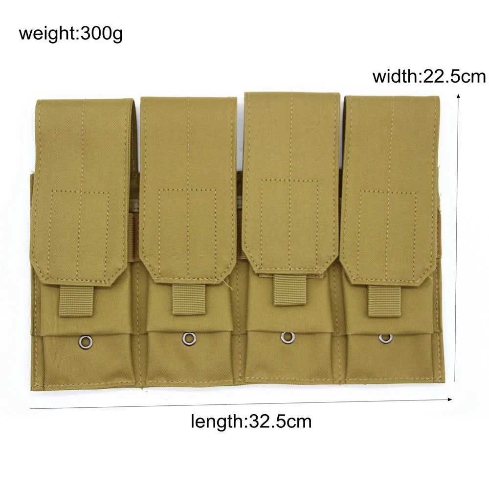 Tactical Molle 5.56mm Magazine Pouch for M4 Ar15 Cs Rifle Quadruple Mag Bag Cs Game Paintball Hunting Vest Attach Pack