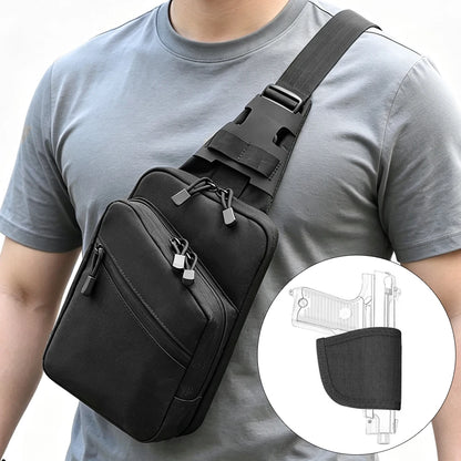 Tactical Pistol Gun Bag Concealed Carry Gun Storage Pouch with Gun Holster Crossbody Shoulder Gun Bag EDC Tool Pouch Chest Bag