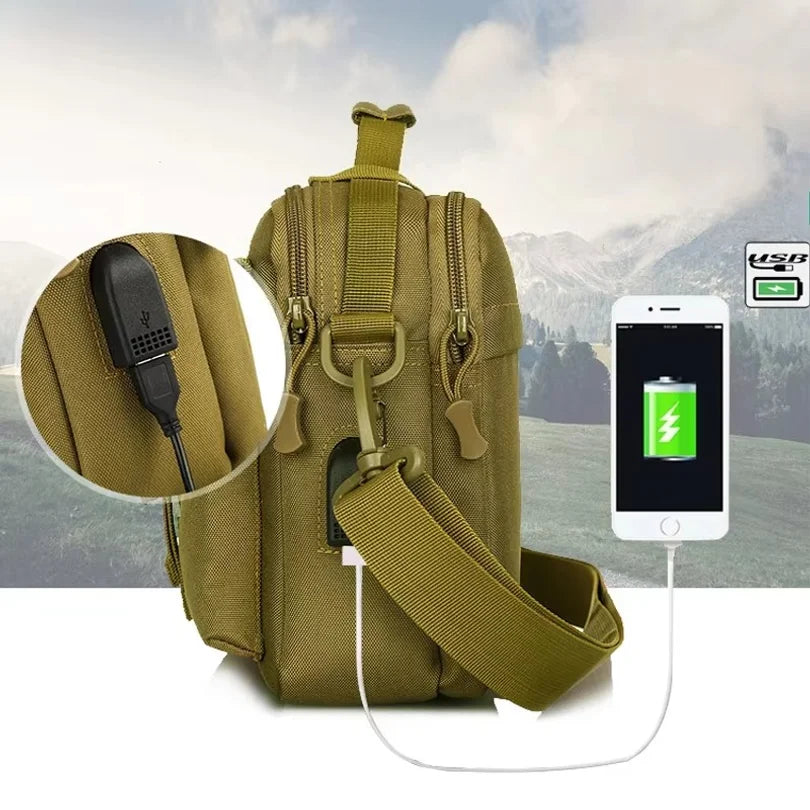 Multi-functional Outdoor Tactical Backpack Fanny USB Charging Messenger Bag One Shoulder Bag Camping Crossbody Bag Wholesale
