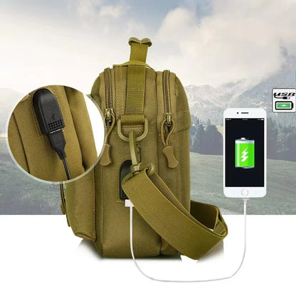 Multi-functional Outdoor Tactical Backpack Fanny USB Charging Messenger Bag One Shoulder Bag Camping Crossbody Bag Wholesale