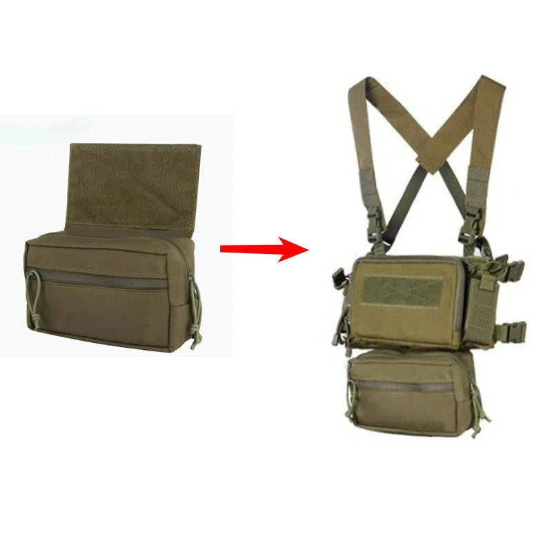 Tactical Vest Front Abdomen Pouch, MOLLE Multifunctional Sundries Storage Utility Bag for CS Game Outdoor Sports Vest Accessory