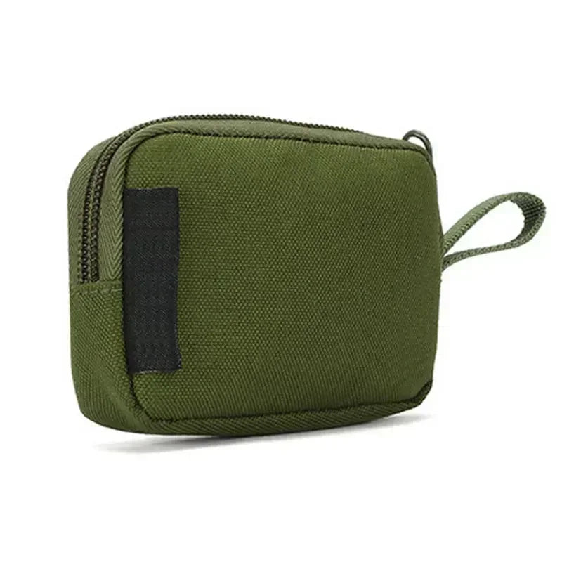 Nylon Double Zipper Pocket Coin Purse Men Tactical Outdoor Small Card Holder Keys Storage Belt Waist Bag Molle Pouch Lightweight