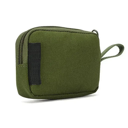 Nylon Double Zipper Pocket Coin Purse Men Tactical Outdoor Small Card Holder Keys Storage Belt Waist Bag Molle Pouch Lightweight