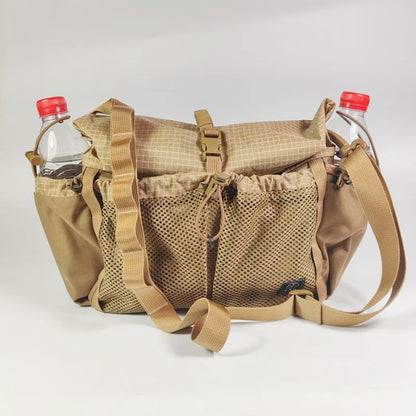 Outdoor Roll‑Top Messenger Sling Bag 500D Nylon Dyneema Blended Fabric Water Resistant Multi‑Pocket Pack Camping Hiking Travel