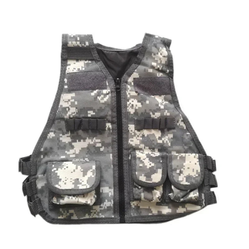 Children Vest Kids Camouflage Multiple Pockets Hunting CS War Games Jacket Hunting Tactical Waistcoat Training Gear