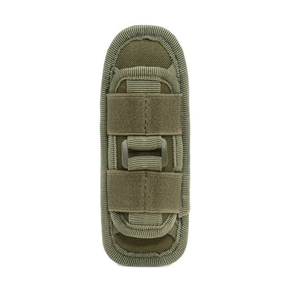 Tactical Flashlight Pouch Holster with Rotatable Holder And Belt Clip - 360 Degree Carabiner Reel Clip for Tactical Torch Carry