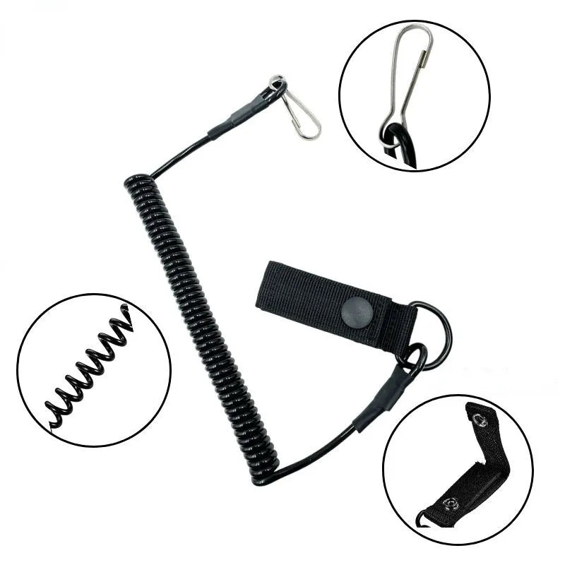 Elastic Lanyard Rope Tactical Anti-lost Spring Safety Strap Gun Rope For Key Ring Chain Flashlight Hunting Accessories
