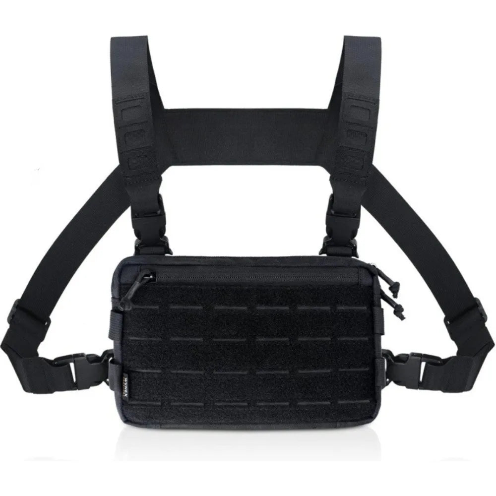 New 1000D Nylon Men Chest Bag EDC Wear-resistant Hip-hop Streetwear Backpack Multiple Pockets Nylon Travel Chest Pack Camping