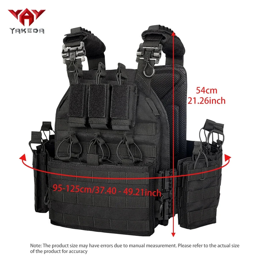 Tactical vest 6026-1 - Quick disassembly full protection vest - Laser-cut outdoor hunting style black outdoor equipment vest