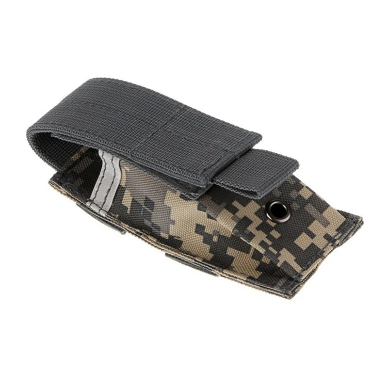 Tactical 9mm Molle Single Pouch Single Pistol Magazine Pouch Outdoor Flashlight Pouch Torch Holder Mag Bag Hunting Knife Holster