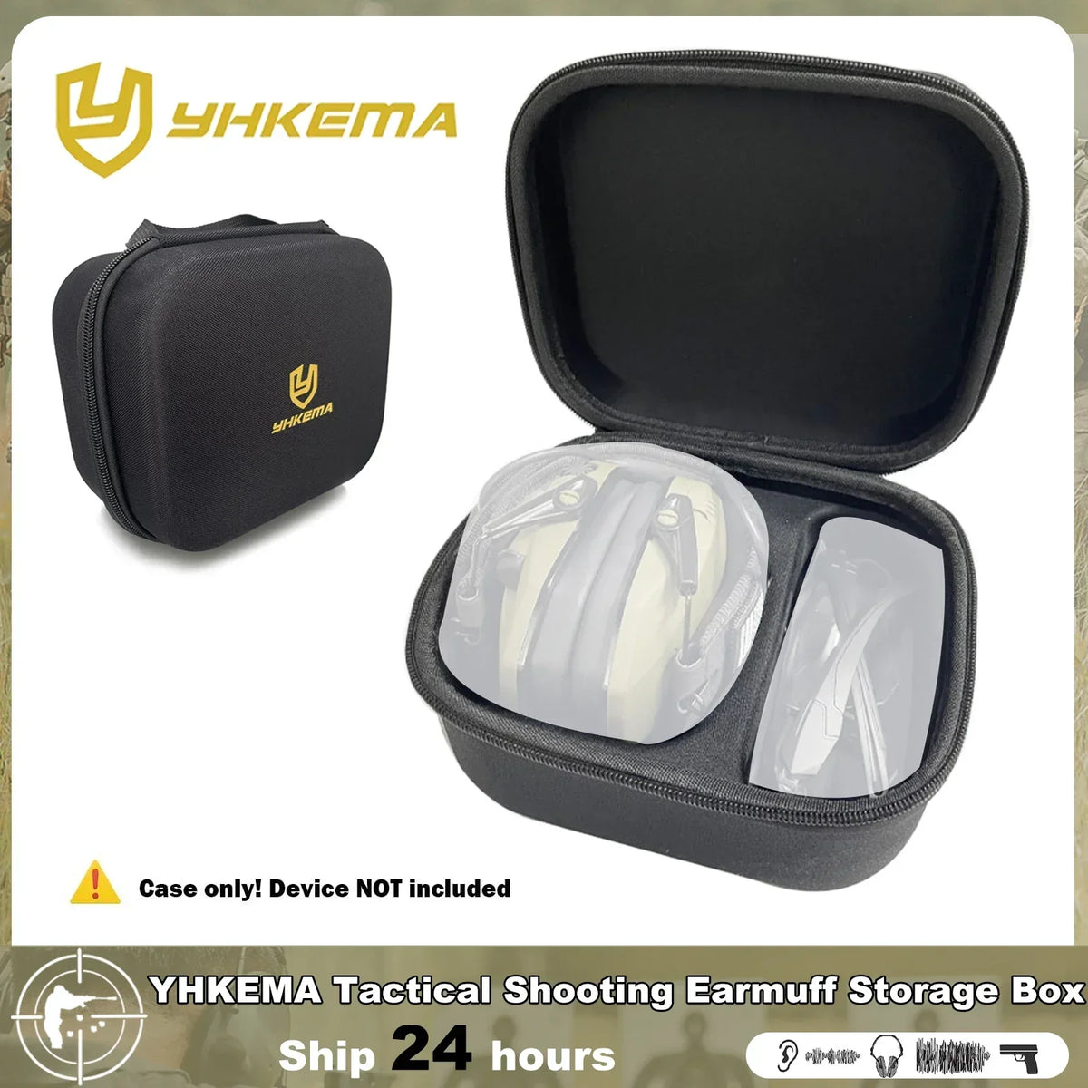 YHKEMA Hard Shell Shockproof Protective Storage Bag Carrying Case for Howard Leight Impact Sport/WK Electronic Shooting Earmuff