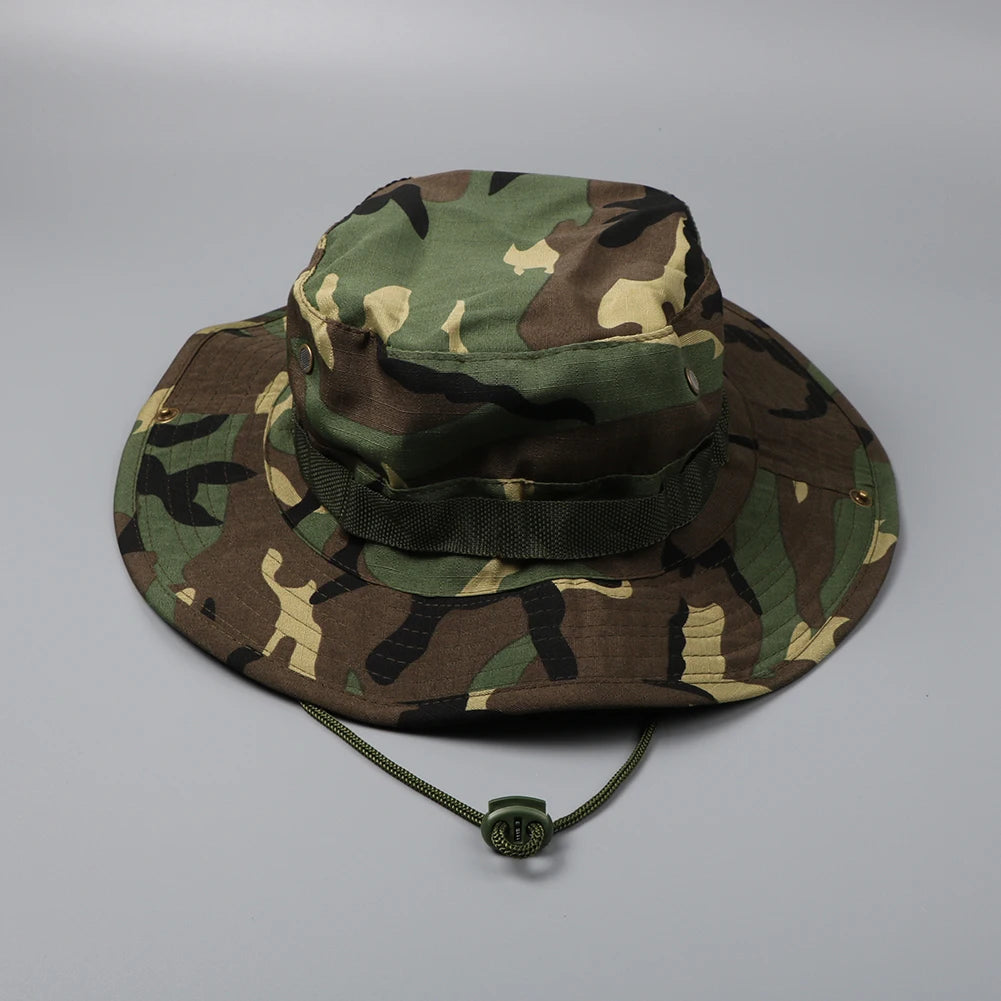 Camouflage Tactical Boonie Hats Camping Climbing Bucket Sniper Hat Men Outdoor Fishing Hiking Cap Sun Protective Boonie Caps