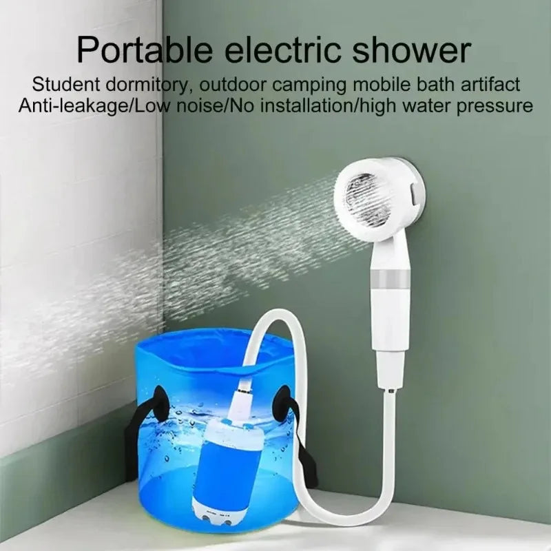 Portable Camping Shower USB Rechargeable Electric Shower Pump Outdoor Travel Hiking Bathing Shower Kit with Water Pump