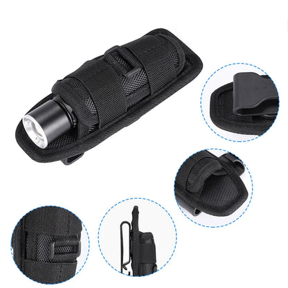Tactical Flashlight Pouch 360 Degree Rotary Flashlight Holder Durable Hunting Lighting Accessory Camping Survival Kits