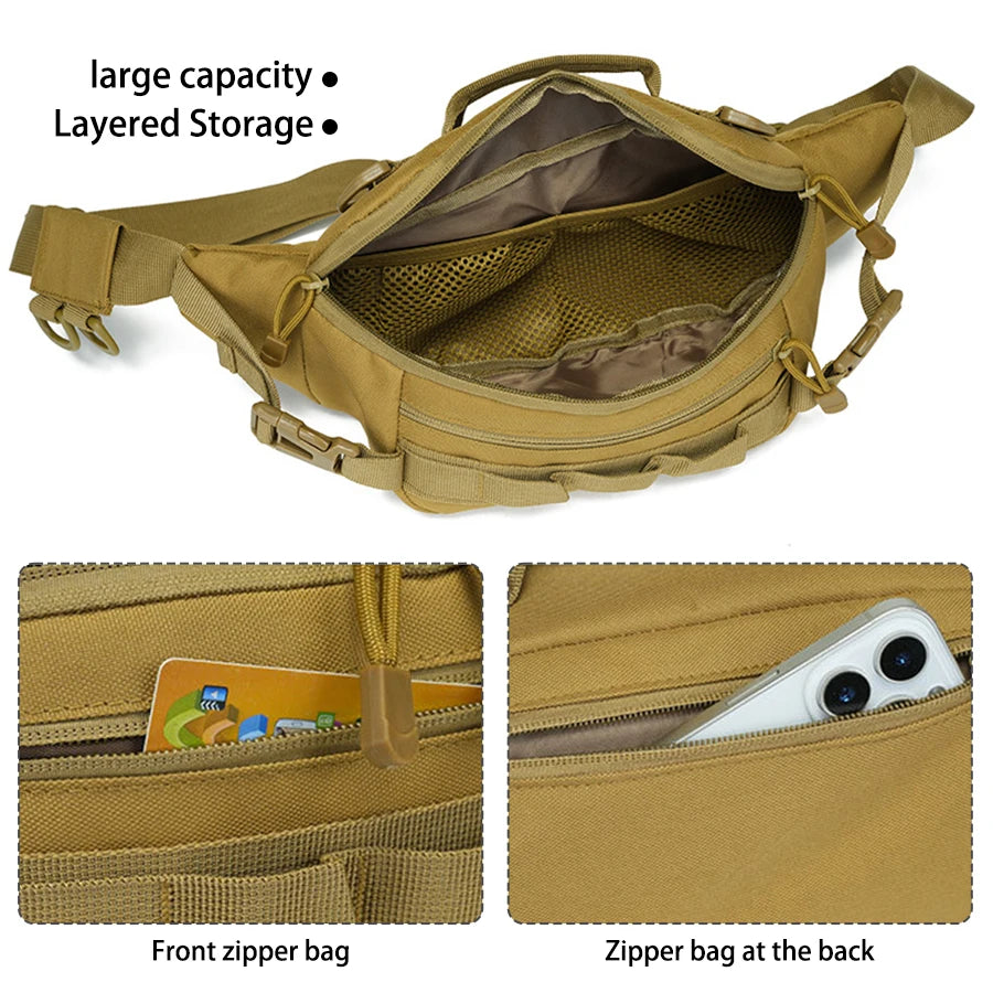 Outdoor storage waist bag, portable waist and shoulder dual-use multifunctional expansion bag, hiking and cycling bag