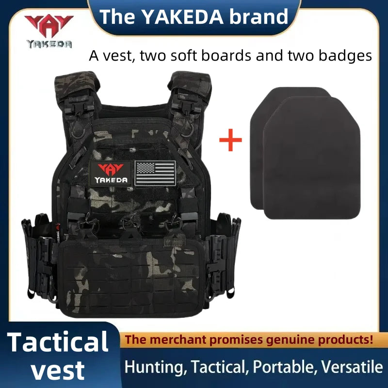 YAKEDA Tactical Vest 6094 Fast Detachable Light Laser Cut Outdoor Hunting Black Gear Carry Vest of High Quality
