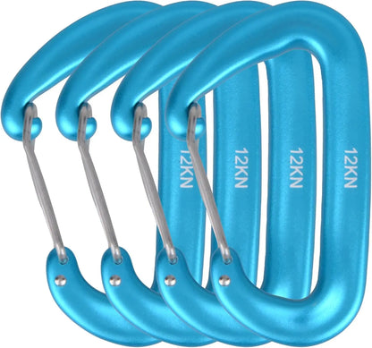 4PCS 12kN Carabiners Set D-type Heavy Duty Buckle Hook Outdoor Aluminum Clips For Hammock Camping And Hiking