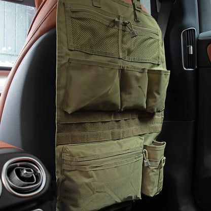 Tactical Car Seat Back Storage Bag Multifunction Hunting Hanging Bag Nylon Pouch Mesh Pocket Universal Portable Car Accessories