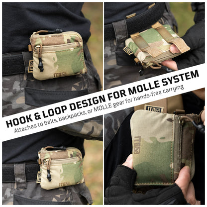1TG TACTICAL Coin Purse, 500D Minimalist Wallet Change Purse ID Card Holder Money Pouch Tactical Bag with YKK Zipper-Camo