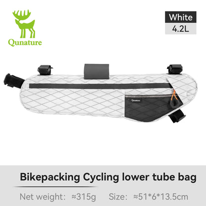 Qunature Bikepacking Bicycle Bag Down Tube Bag Waterproof Wear-Resistant Stable Mounting Front Frame Bag for MTB RB Touring Bike
