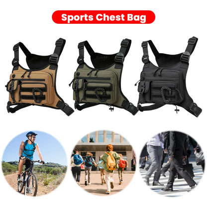 Outdoor Multifunctional Vest Chest Bag Large Capacity Nylon Hunt Vest Bag Adjustable Strap Travel Commute Sports Backpack