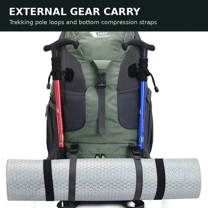 50L Hiking Backpack Water-Resistant Trekking Rucksack with Shoe Compartment Breathable Support for Camping Travel
