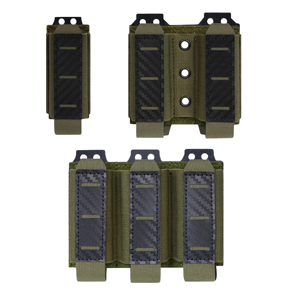 Single/Double/Triple MOLLE-Compatible 9MM Mag Pouch Quick-Release Buckle Elastic Retention Airsoft Shooting Hunting Mag Holder