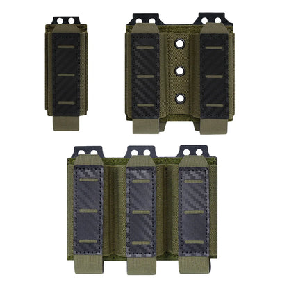 Single/Double/Triple MOLLE-Compatible 9MM Mag Pouch Quick-Release Buckle Elastic Retention Airsoft Shooting Hunting Mag Holder