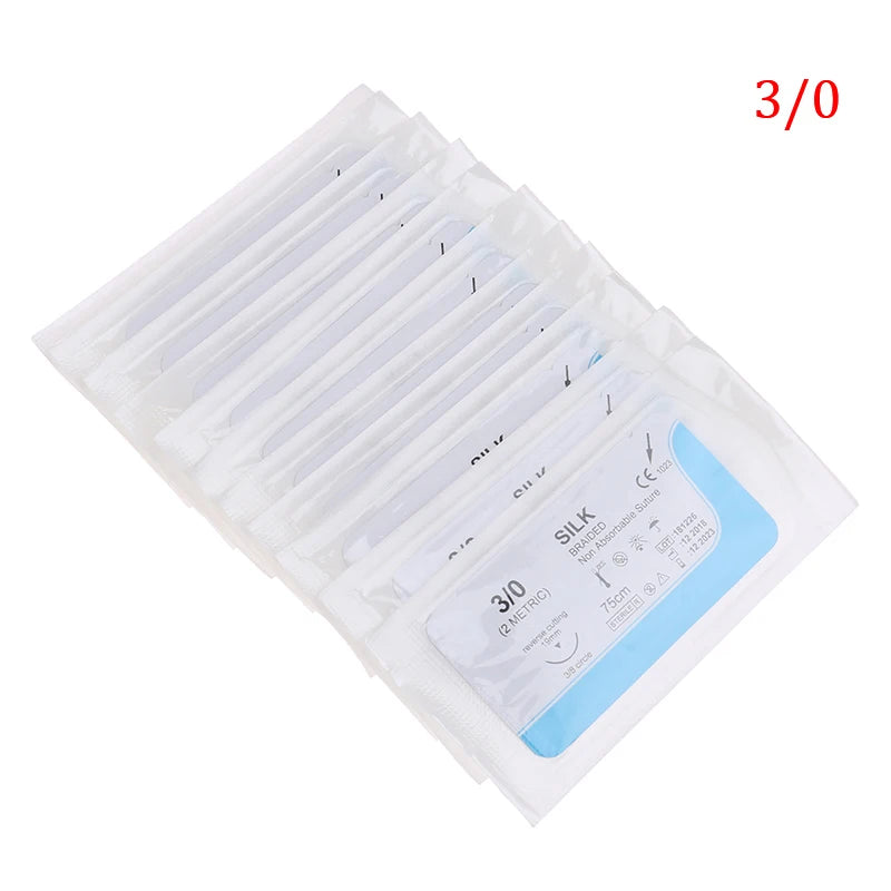 10Pcs 75cm 2/0 3/0 4/0 Medical Surgical Suture Nylon Silk Polypropylene Polyester Monofilament Thread Suture Teaching Exercises
