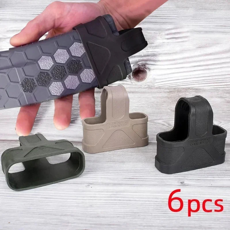 6pcs Tactical 5.56 Fast Magazine Rubber Holster Mag Pull Assist Cage Loops NATO Skull M16 AR15 Paintball Airsoft Gun Accessories