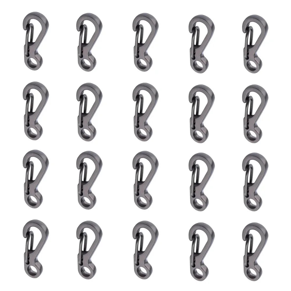 20Pcs Mini Carabiners Set Outdoor EDC Rope Spring Clasps Keychain Camping Hooks Paracord Clips Tactical Survival Buckle