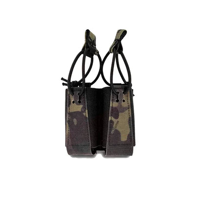Tactical 9mm Double Mag Bag Airsoft Magazine Pouch Holster Carrier Elastic Sundry Molle Pouch Equipment
