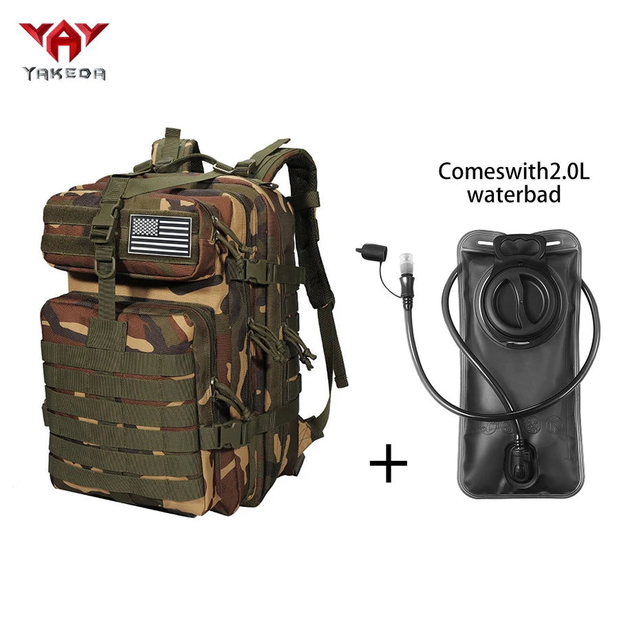 YAKEDA 45L large capacity backpack with 2L water bag MOLLE expansion system outdoor hiking backpack