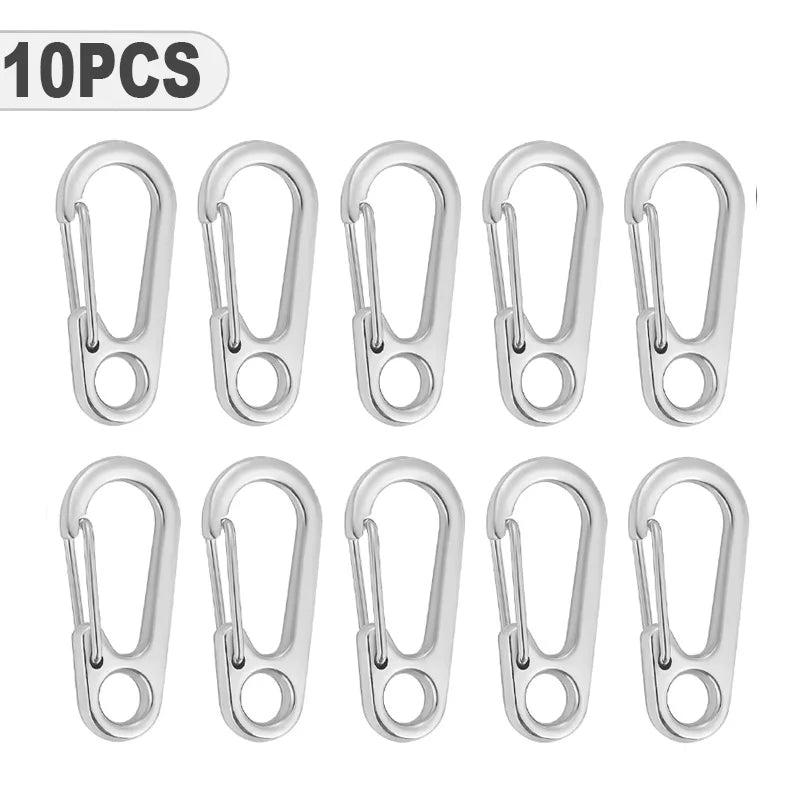 10pcs Mini Carabiner Set Outdoor Rope Clip Camping Paracord Accessories Knapsack Hanging Buckle  Daily DIY Keychain