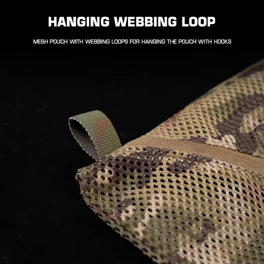 Compact Tactical Camouflage Storage Mesh Pouch Outdoor Hunting Camping MAG Tool Storage Bag 6x12inch Quick Drying Breathable