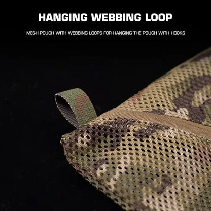 Compact Tactical Camouflage Storage Mesh Pouch Outdoor Hunting Camping MAG Tool Storage Bag 6x12inch Quick Drying Breathable