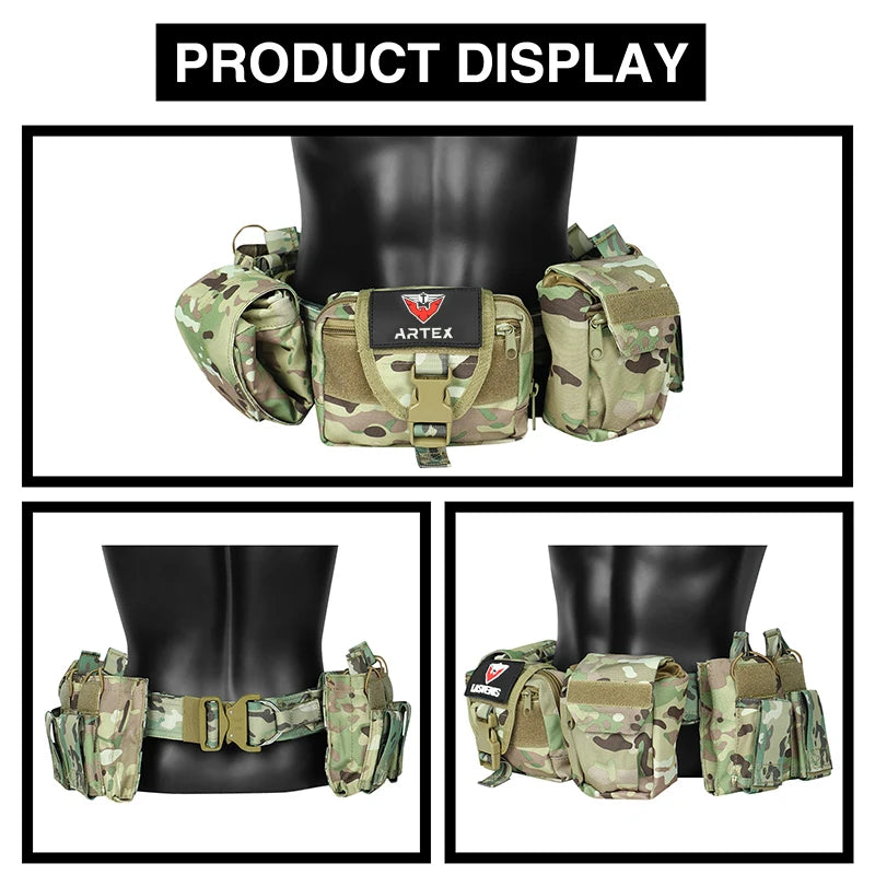 ARTEX Outdoor Battle Belt Sets Duty Belts Law Enforcement Airsoft Utility Belt with Accessories Pouches