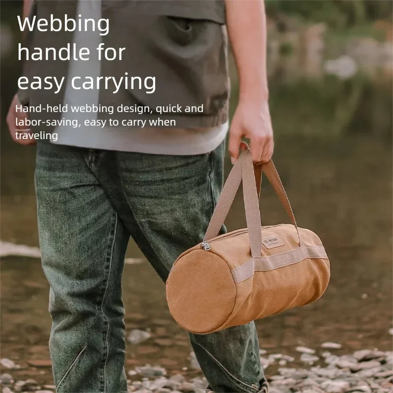 Camping Tools Storage Bag Large Capacity Cylinder Tent Stake Bag Lightweight Tent Peg Ground Nail Holder Bag for Outdoor Camping