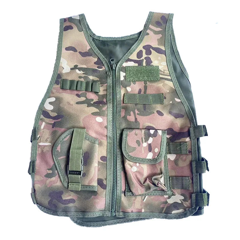 Kids Camouflage Vest Resistant Breathable Combat Vest With Multi Pocket Paintball Tactical Waistcoat CS Gear Sniper Uniform