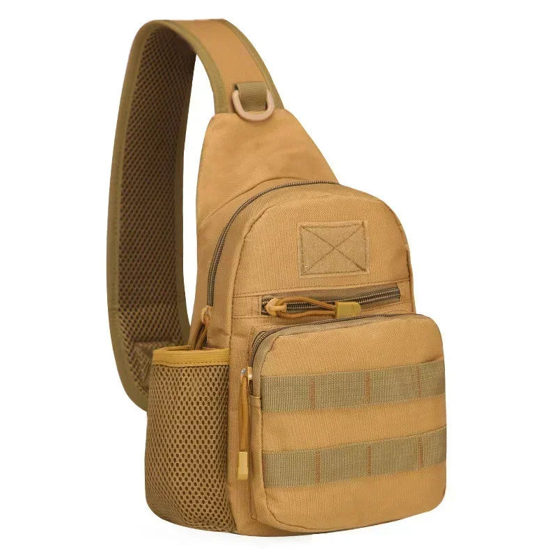 Men's Outdoor Tactical Camouflage Chest Pack Nylon Hiking Backpack Army Trekking Shoulder Bag with Molle for Hunting and Fishing