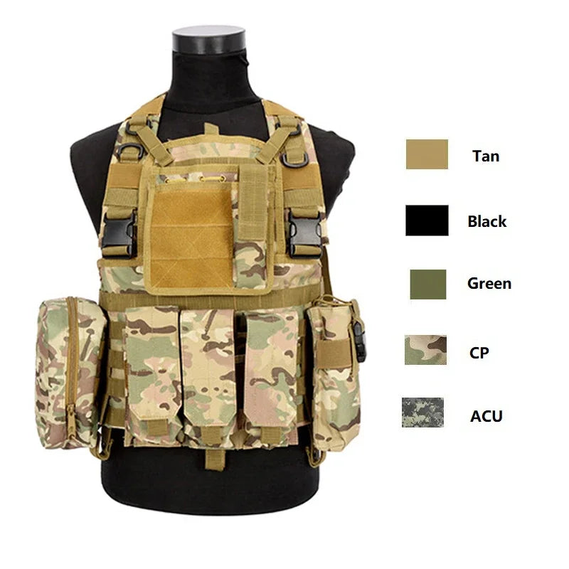 Army Green Tactical Vest Waterproof Outdoor Body Armor Molle Hunting Vest Airsoft Paintball CS Game Jungle Security Equipment